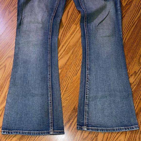 Vanity Jeans Womens Kennedy Low Rise Flare Wide Leg Distressed Dark Denim - Picture 3 of 12